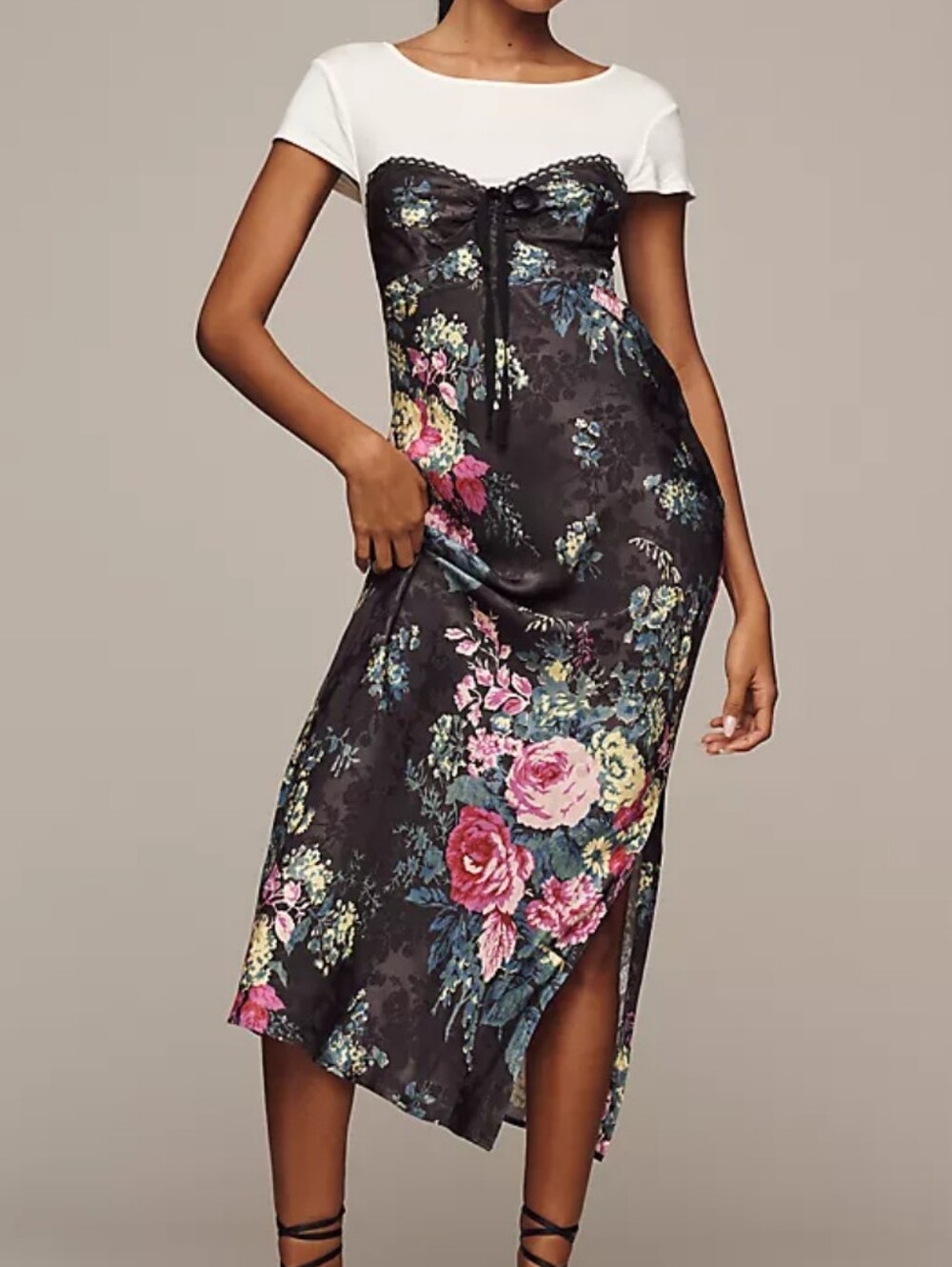Anthropologie Twofer Midi Slip Floral Midi Dress